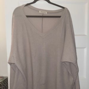 Long sleeve taupe  waffle shirt.